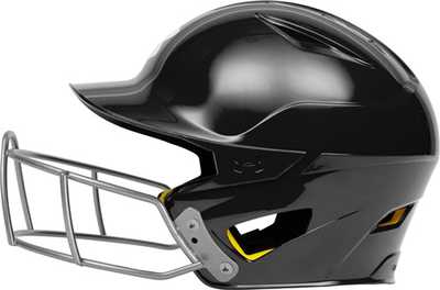 Under Armour Converge Solid Molded Womens Girls Softball Batting Helmet with Cage - Black