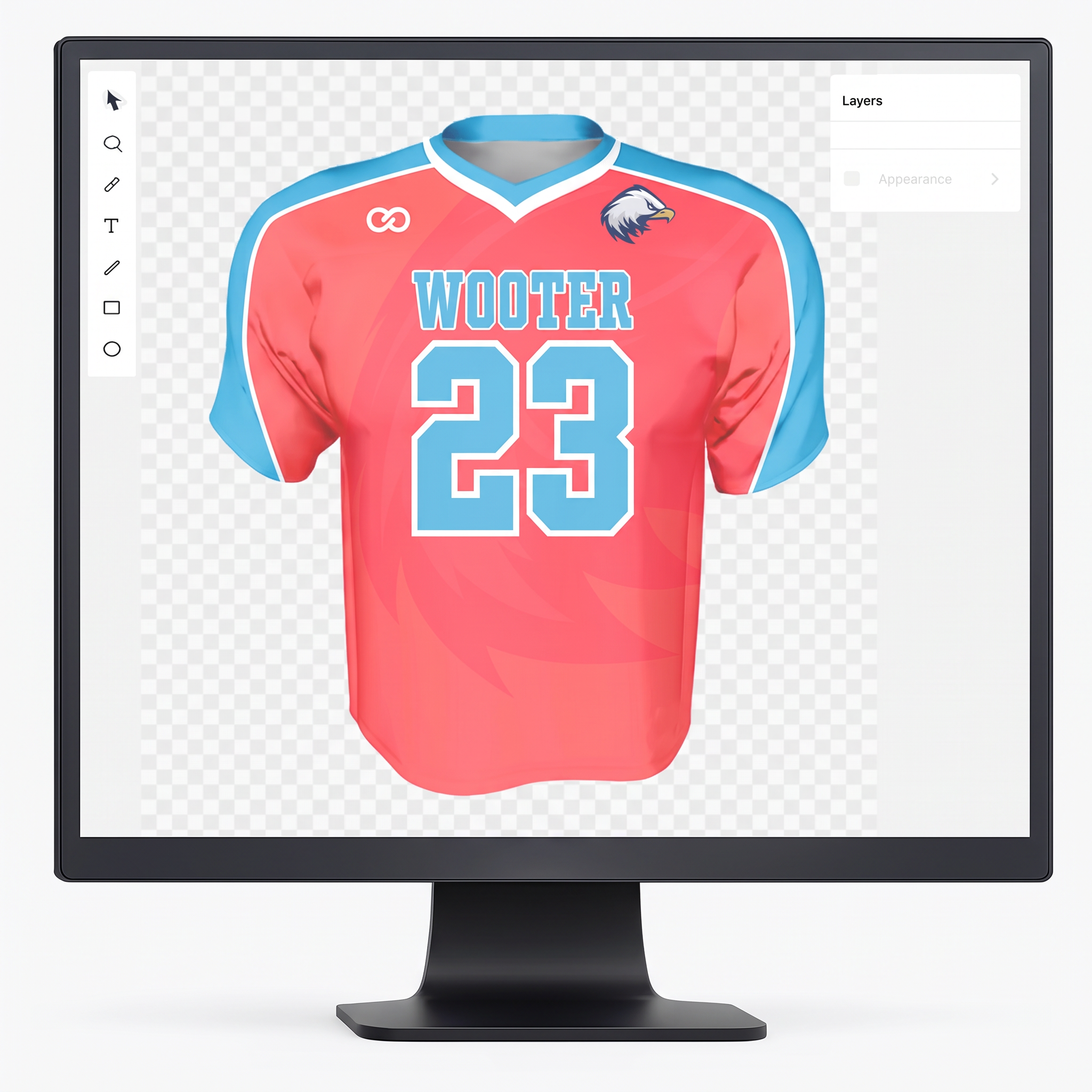Custom Lacrosse jersey mockup on computer screen
