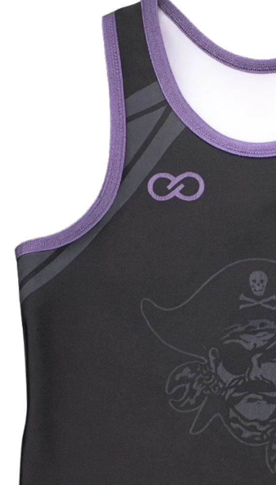 A closeup of a custom wrestling uniform from Wooter Apparel.