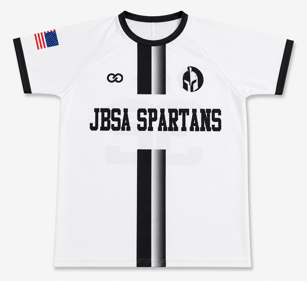 White Custom Raglan Sleeve Crew Neck Soccer Jerseys Front view