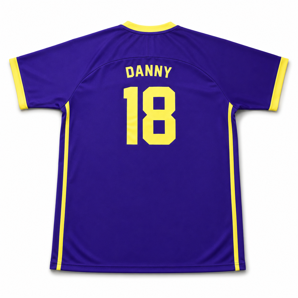Purple Custom Raglan Sleeve Crew Neck Soccer Jerseys back view