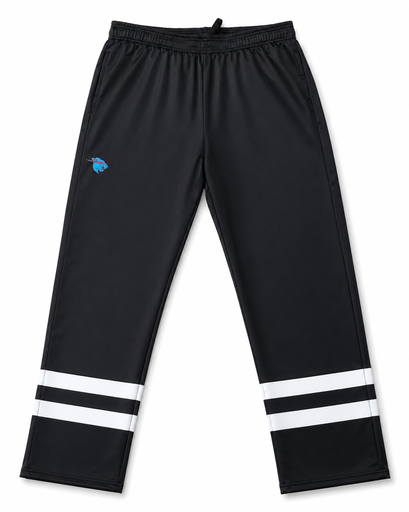 Black custom warmup pants with white side stripe design