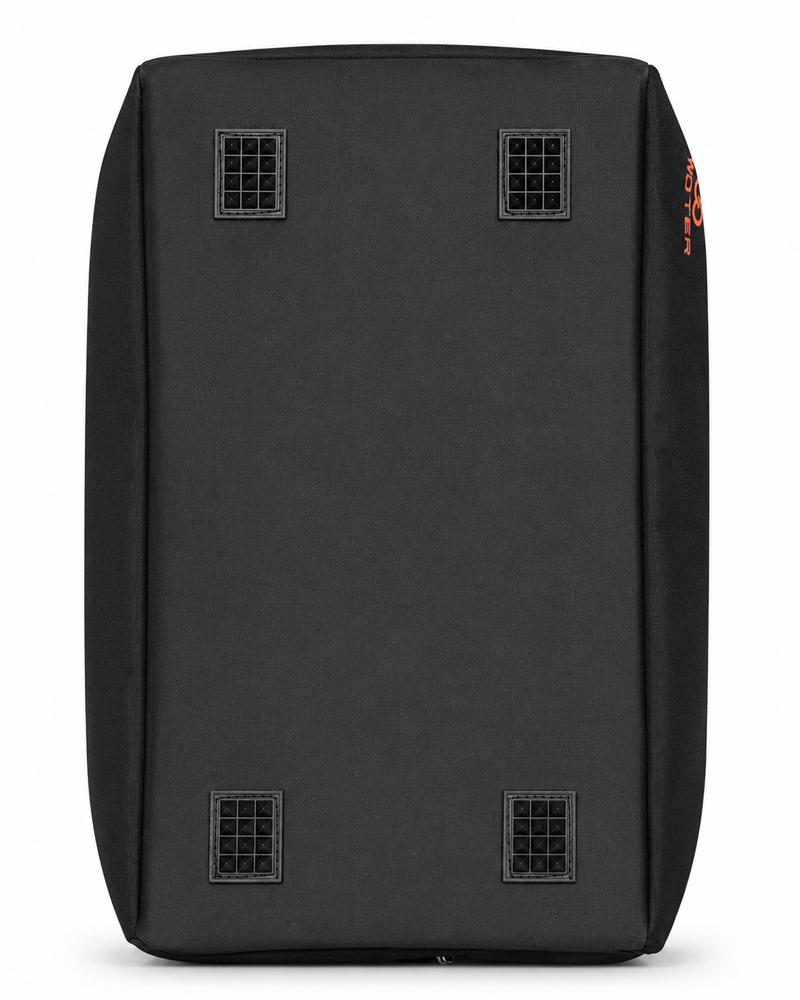 Bottom view of custom basketball duffle bag with reinforced feet