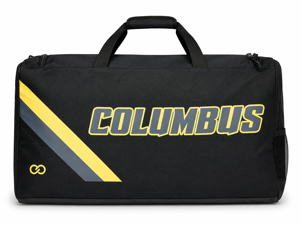 Black extra large baseball duffle bag with Columbus team design