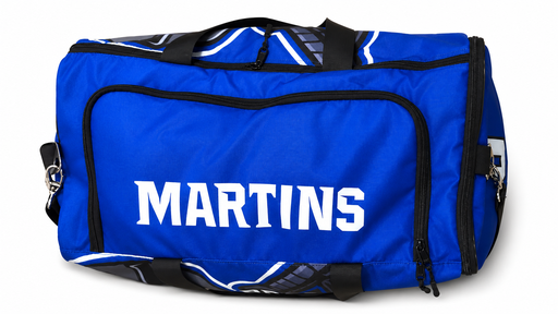Blue extra large football duffle bag with Martins team name