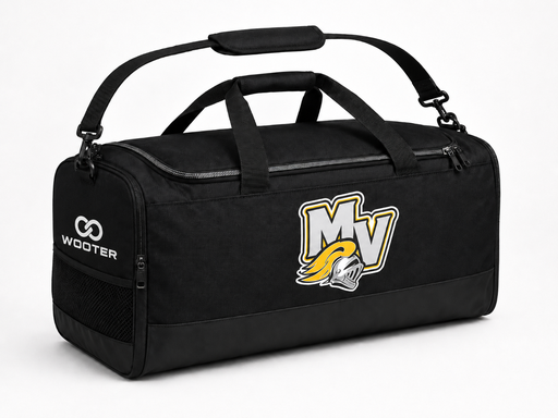 Black extra large football duffle bag with yellow team logo