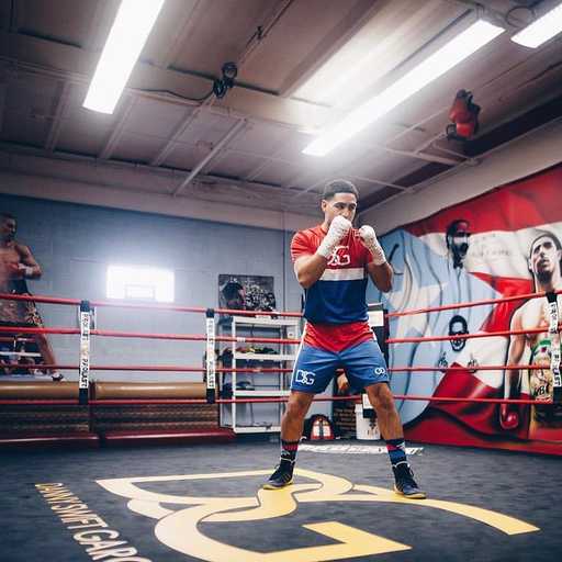 Boxer training in custom athletic shorts inside a boxing gym