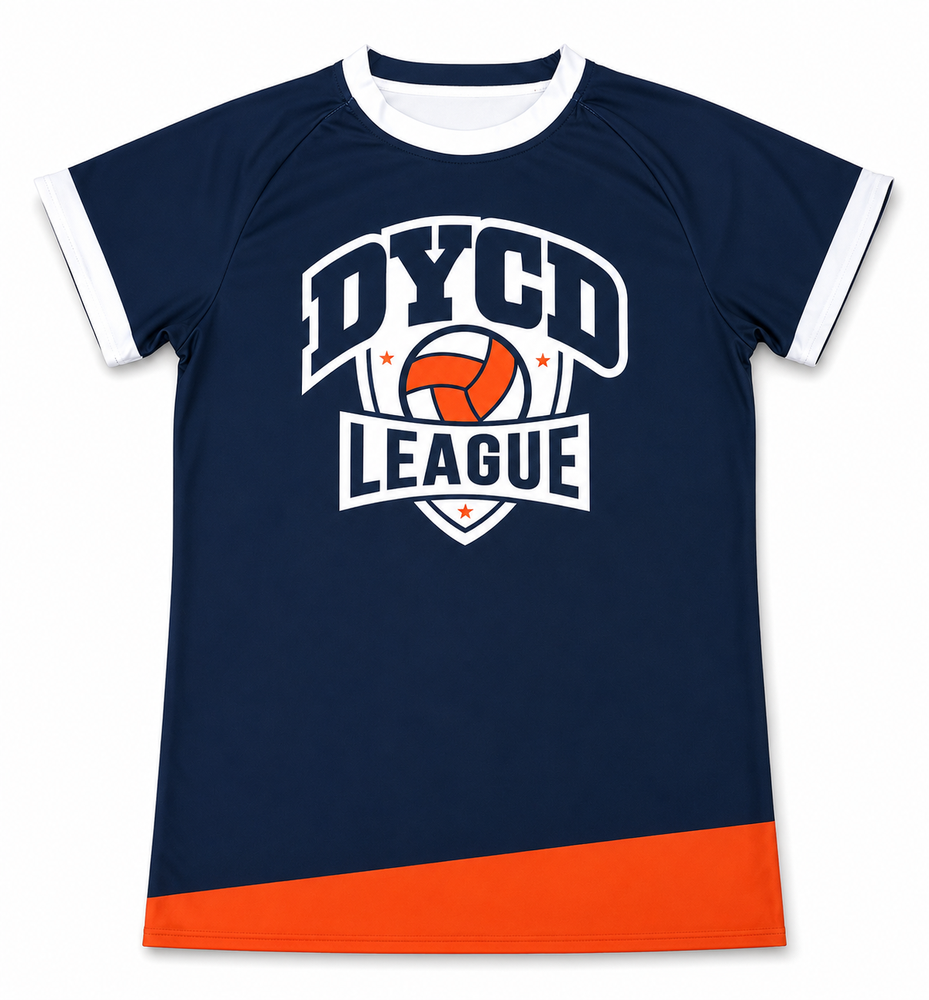 Navy reversible short sleeve volleyball jersey with team logo
