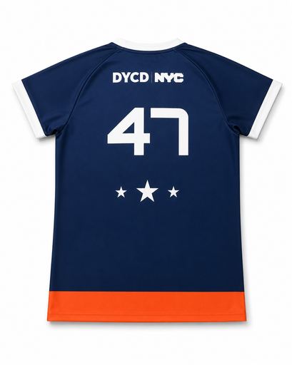 Back view of navy reversible volleyball jersey with player number 47