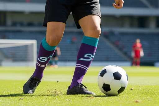 Buy custom knitted crew socks with a woven logo and reinforced fit