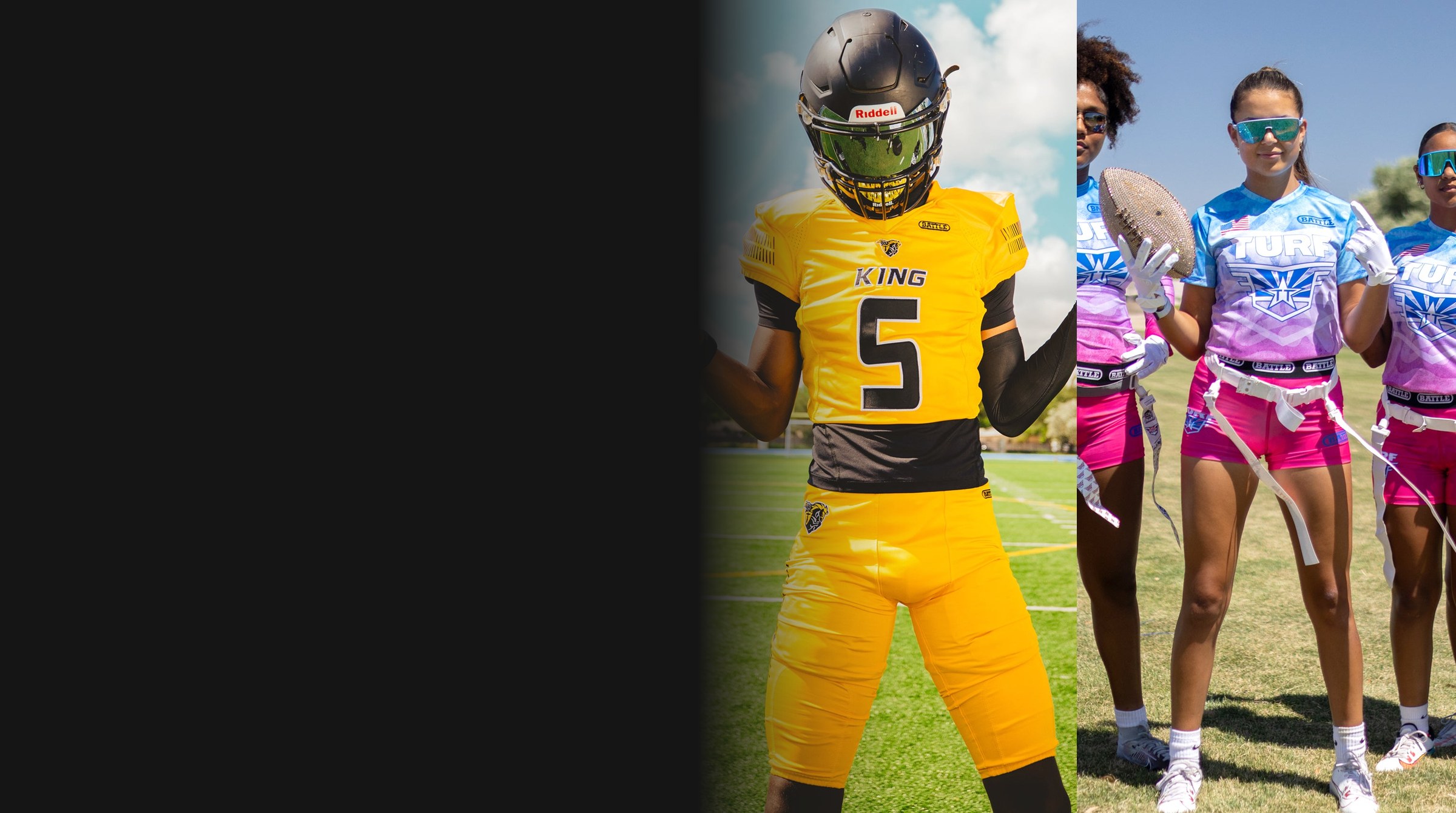Battle Sports custom tackle and flag football uniforms