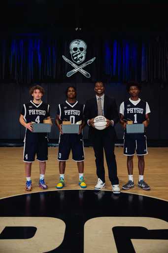 Players wearing PHYSIQ Black and White Custom Basketball Jersey