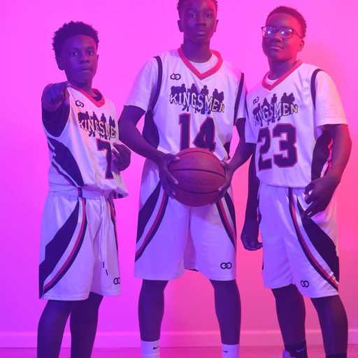 Players wearing Kingsmen black and red Custom Basketball Jersey