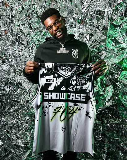 Showcase Custom Basketball Jerseys with V-Neck, Black White and Green