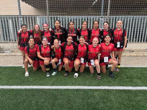 Wooter Custom Soccer Jersey with Round Neck, Black and Red Soccer Jersey players pose for team photo