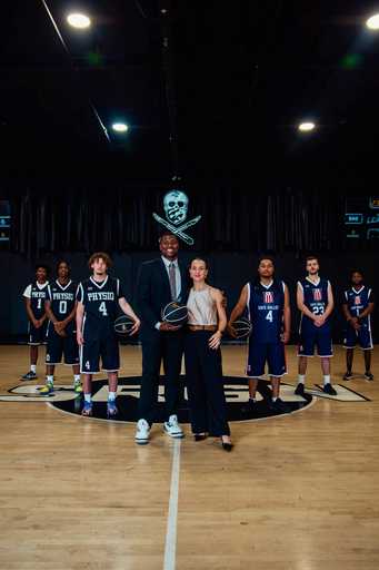 Players wearing PHYSIQ & SAFE BALLOT Black and Blue  Custom Basketball Jersey