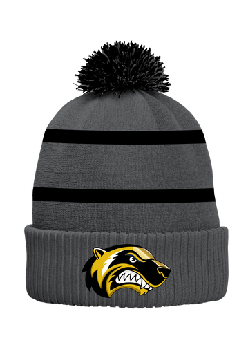 Custom Beanie for Sports Teams with Pom Pom, Grey and Black Custom Pom Beanies | Design Your Own Custom Pom Beanies with Wooter