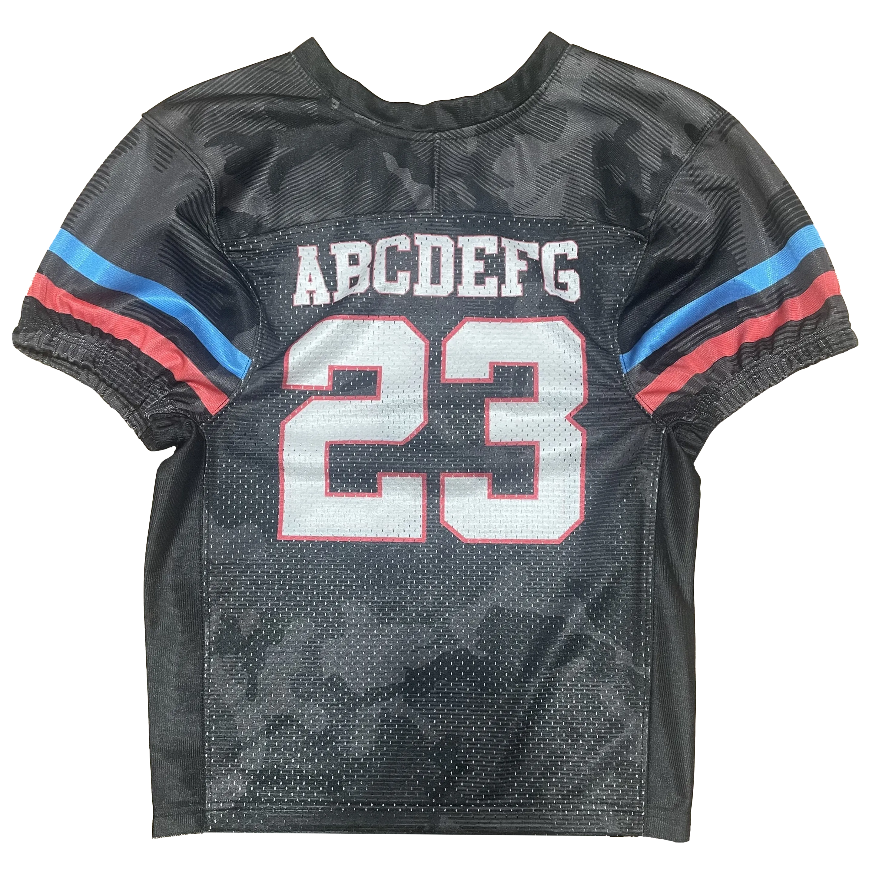 wooter sample of practice football jersey, black red and blue custom made fully personalized custom practice football jersey back
