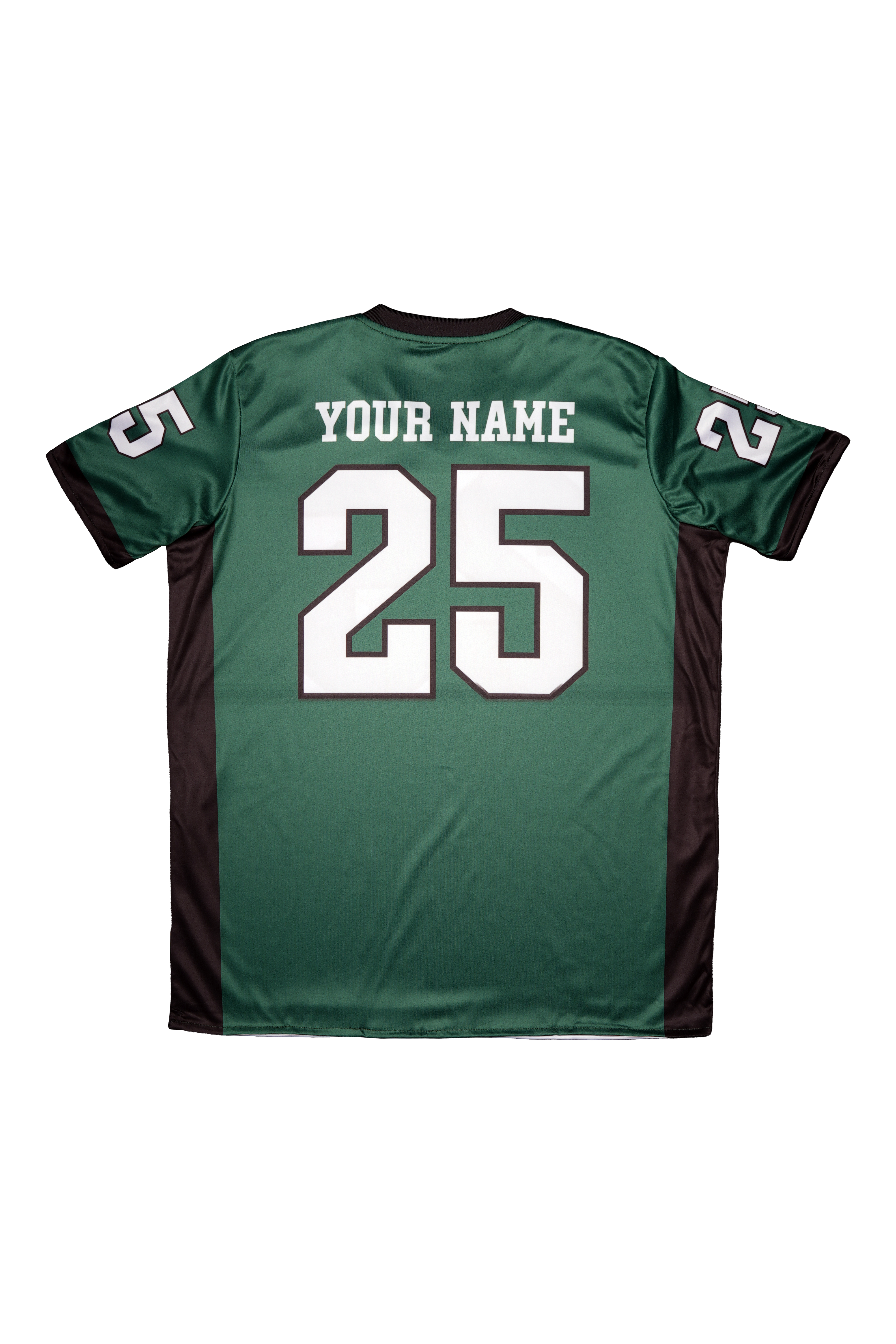 Back view of green & white GameBreaker Reversible Flag Football Jersey
